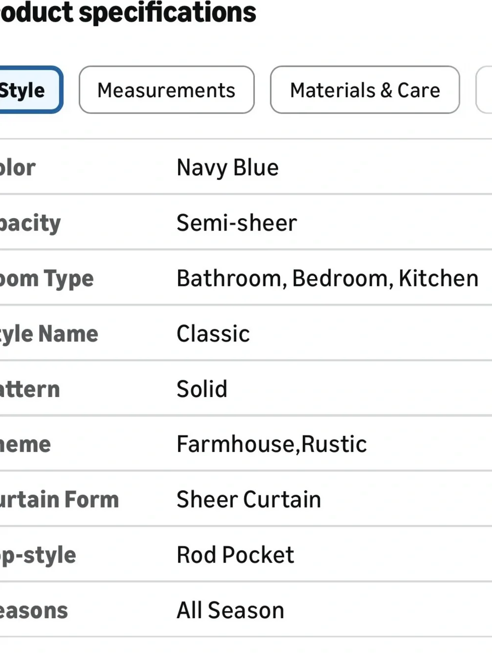 Navy Rod Pocket Curtain Panel